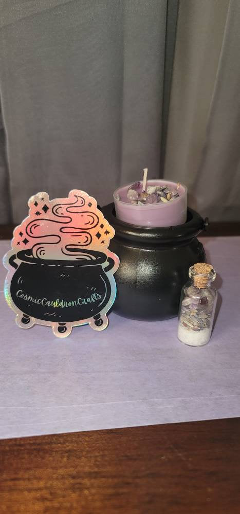 Crystal Cauldron Confetti | Crystal Chips + Tumbled  Gemstones | Witchy Gift | Crystal Healing | Charms, Spell Bottles | Tea Light Candle