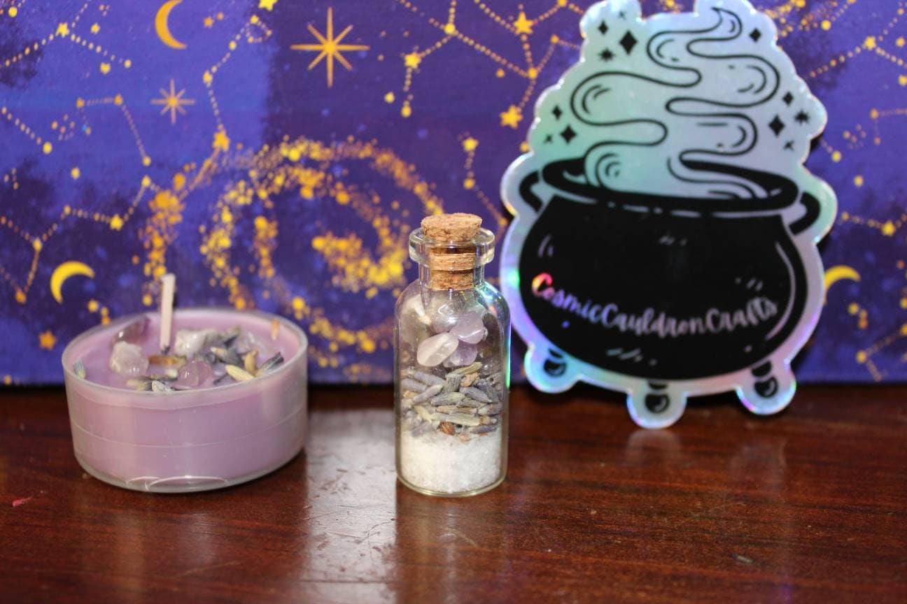 Crystal Cauldron Confetti | Crystal Chips + Tumbled  Gemstones | Witchy Gift | Crystal Healing | Charms, Spell Bottles | Tea Light Candle