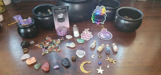 Crystal Cauldron Confetti | Crystal Chips + Tumbled  Gemstones | Witchy Gift | Crystal Healing | Charms, Spell Bottles | Tea Light Candle