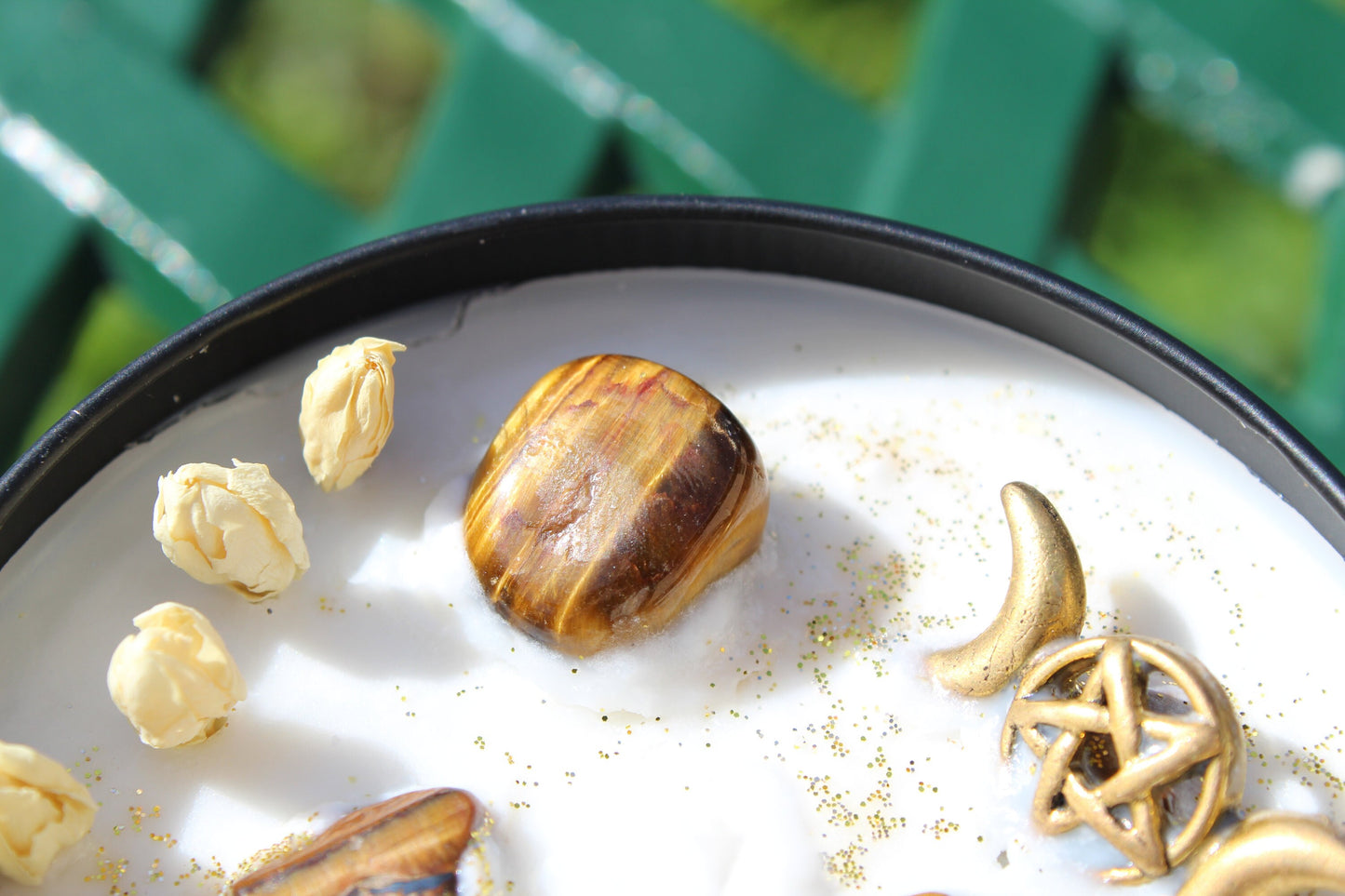 Triple Moon Tiger Eye Jasmine Soy Wax Candle | Goddess Candle Magick Ritual Spell | Witchy Altar Tools/Supplies