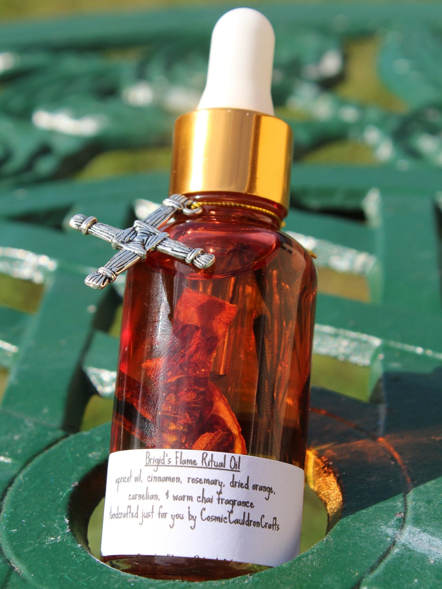 Brigid's Brew - Cinnamon Chai - Goddess Oil | Brigid Cross | Carnelian Orange Cinnamon Stick Rosemary | Imbolc Sabbat Magick Ritual Spell