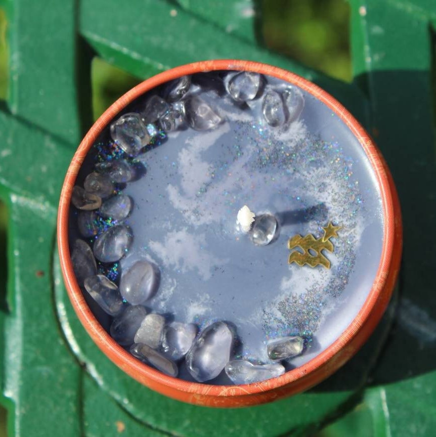 Zodiac Zen ~ Soy Candles w/ Clear Quartz | Astrology Birthday Gift | Celestial Crystal Candle | Horoscope | Galaxy Gemstone | Constellations